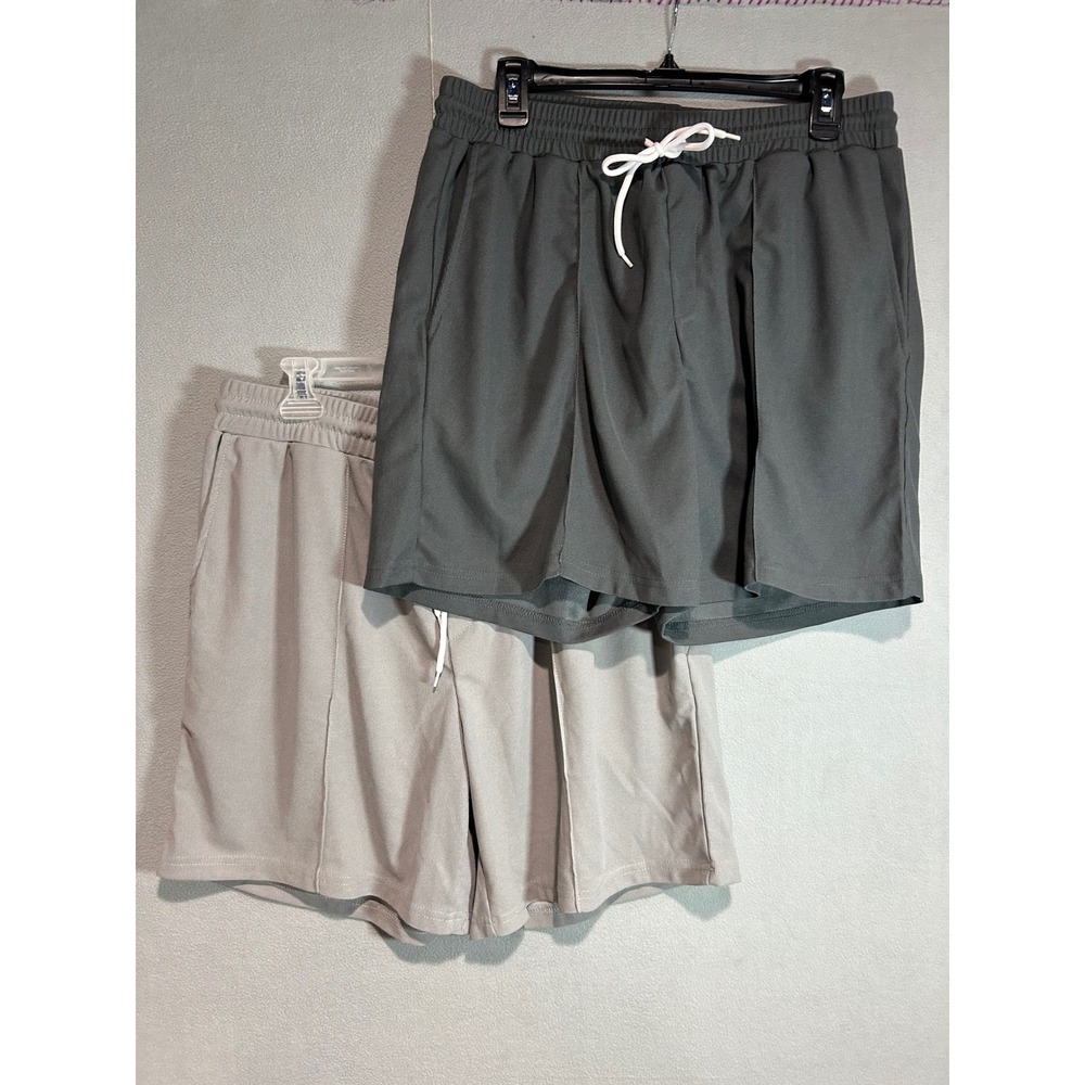 Mens Shorts XL Gray Charcoal 2 Pack Waffle Knit Casual Athletic Drawstring Sport